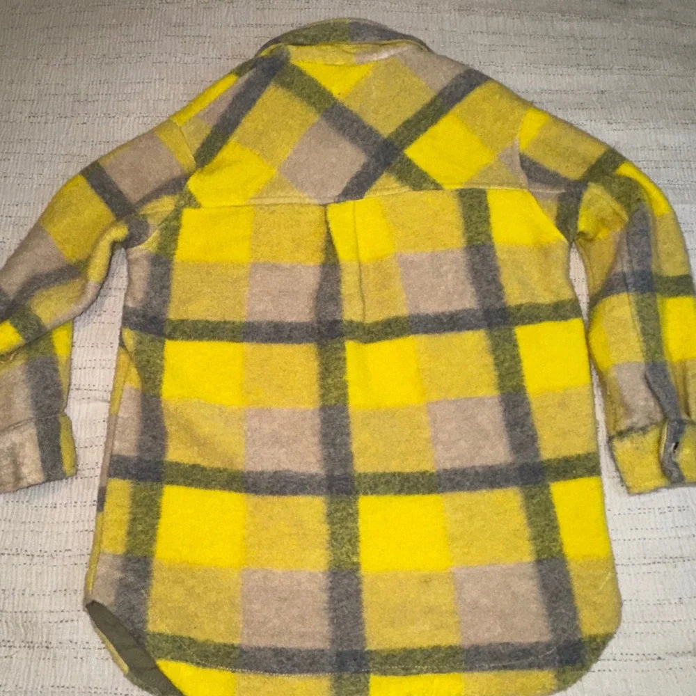 Zara Girls Yellow Plaid Shacket Button Front Shirt Jacket Size 13-14 164